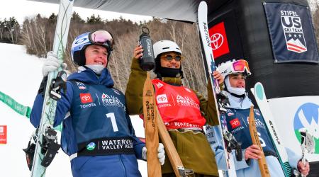 Nick Page, Ryan Tam and Charlie Mickel on the podium in Waterville
