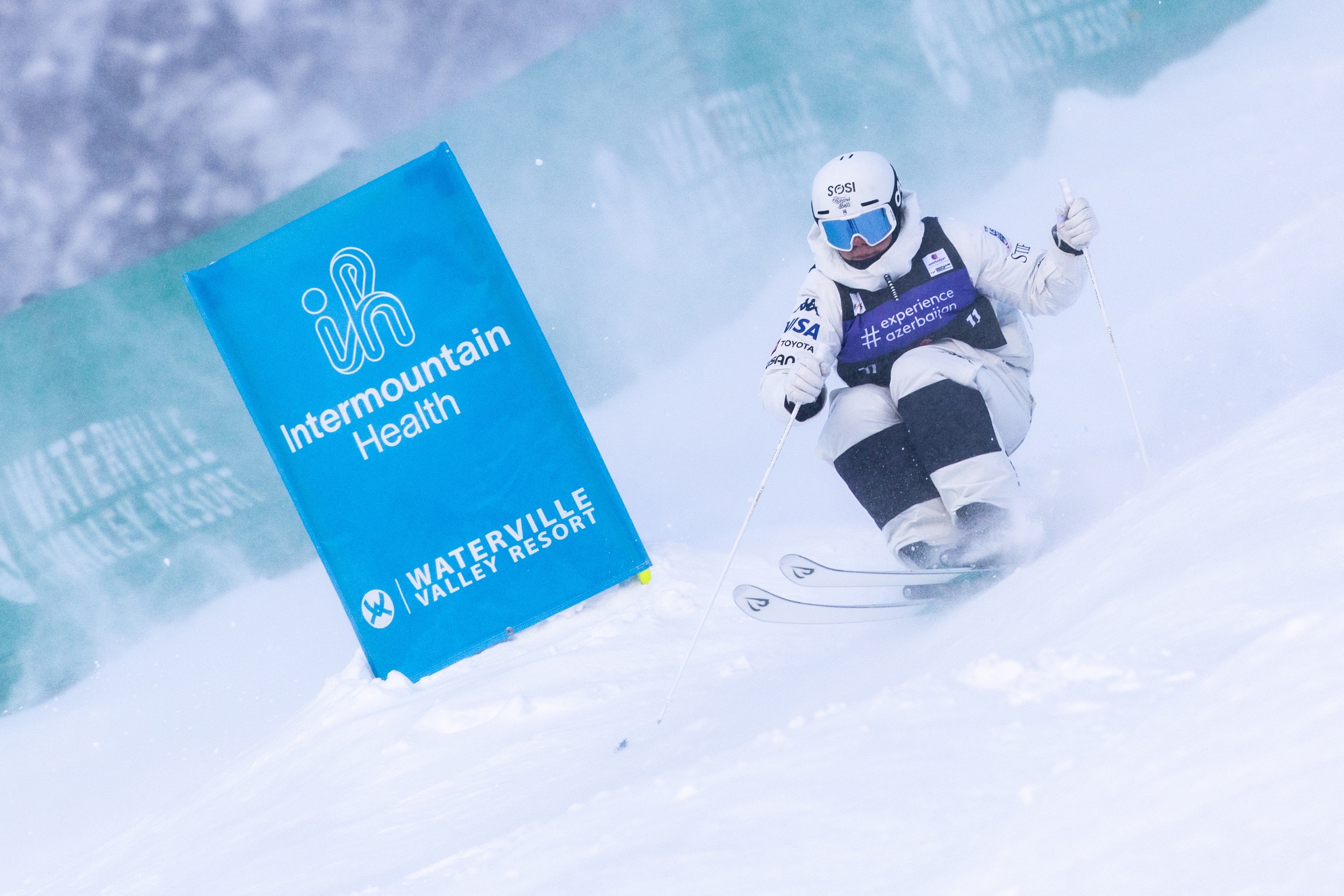 Asher Michel skis in the bumps in Waterville Valley
