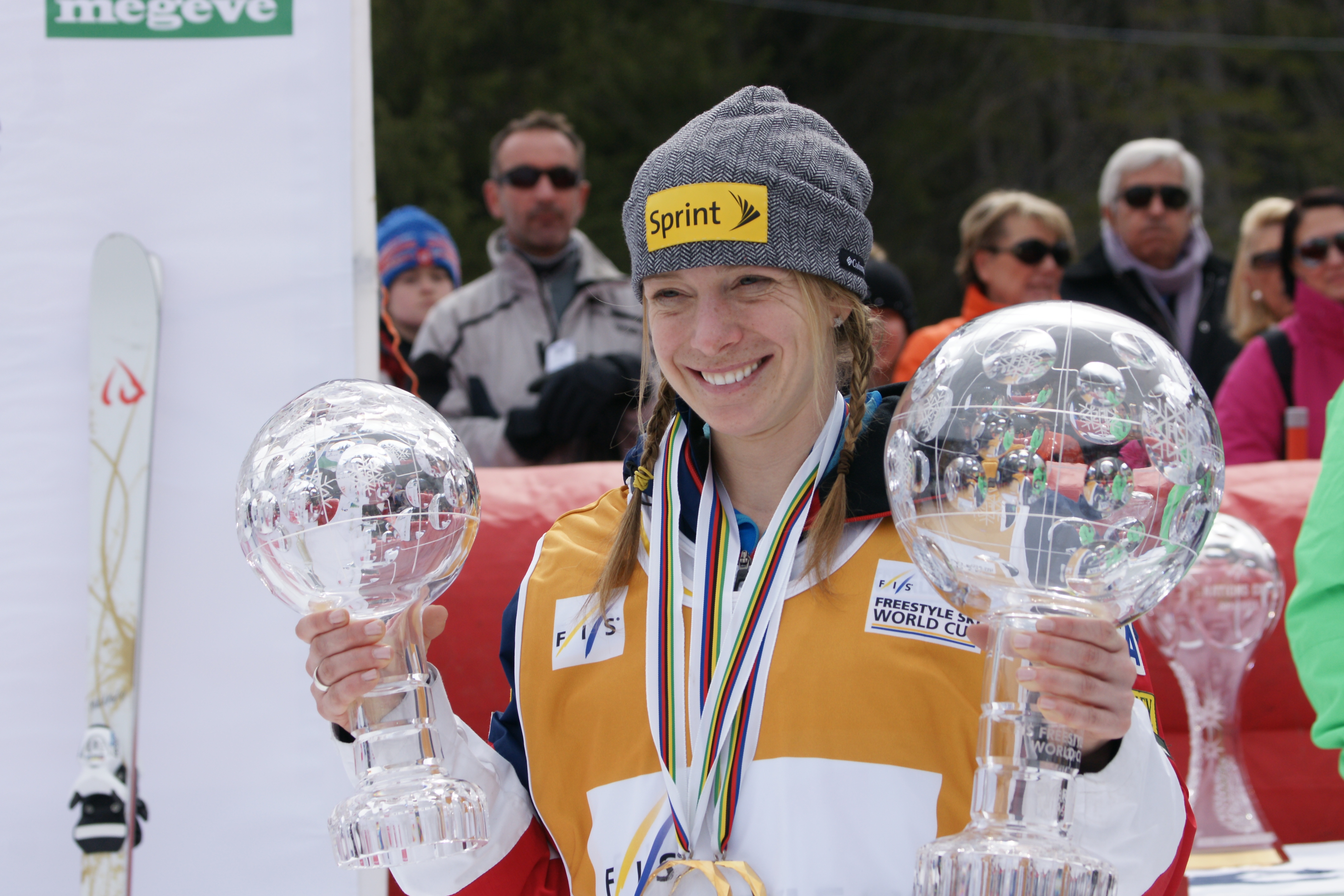 Hannah Kearney with two Globes
