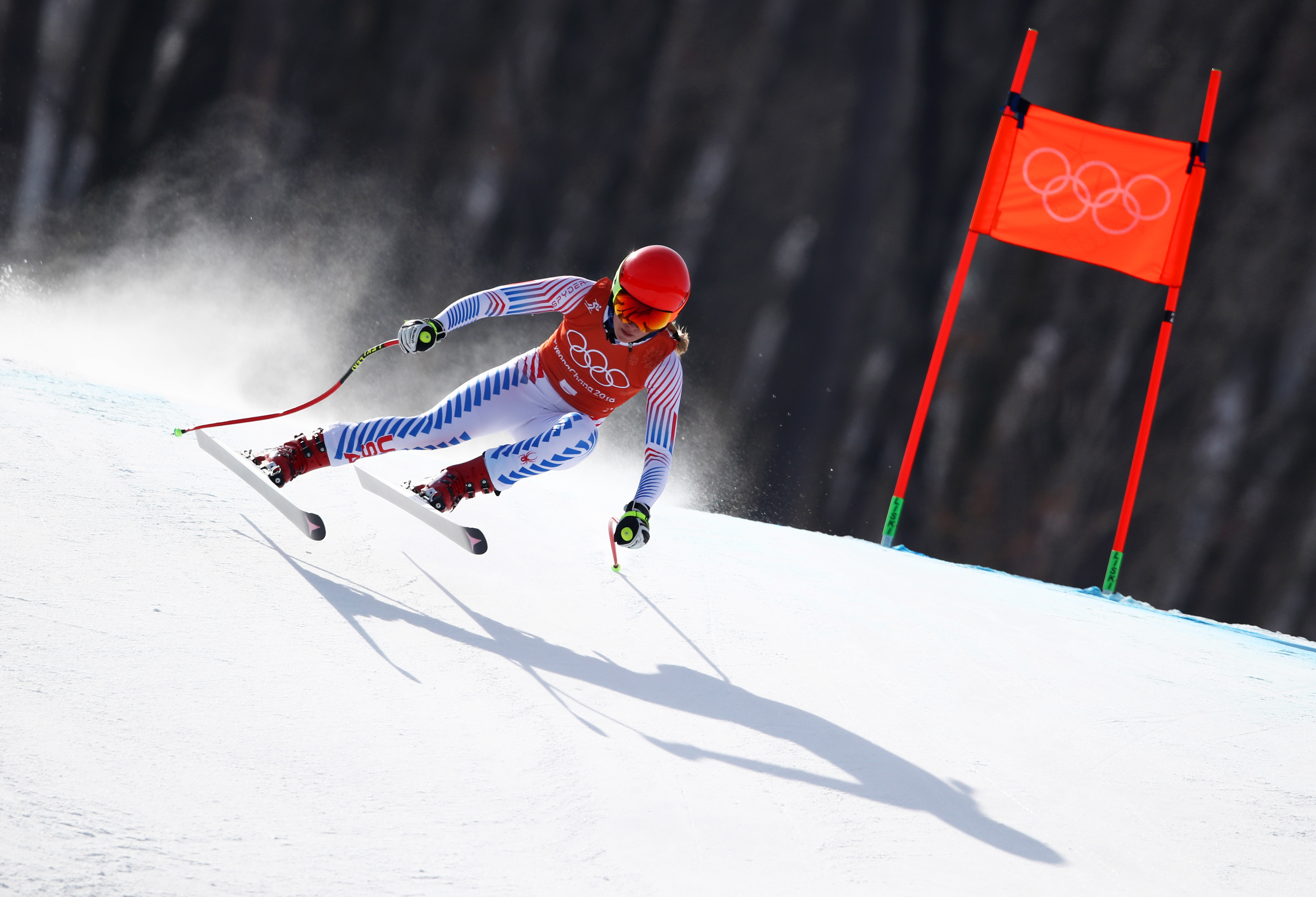 Mikaela Shiffrin competes in the second of three scheduled downhill training runs Monday. (Getty Images - Ezra Shaw)
