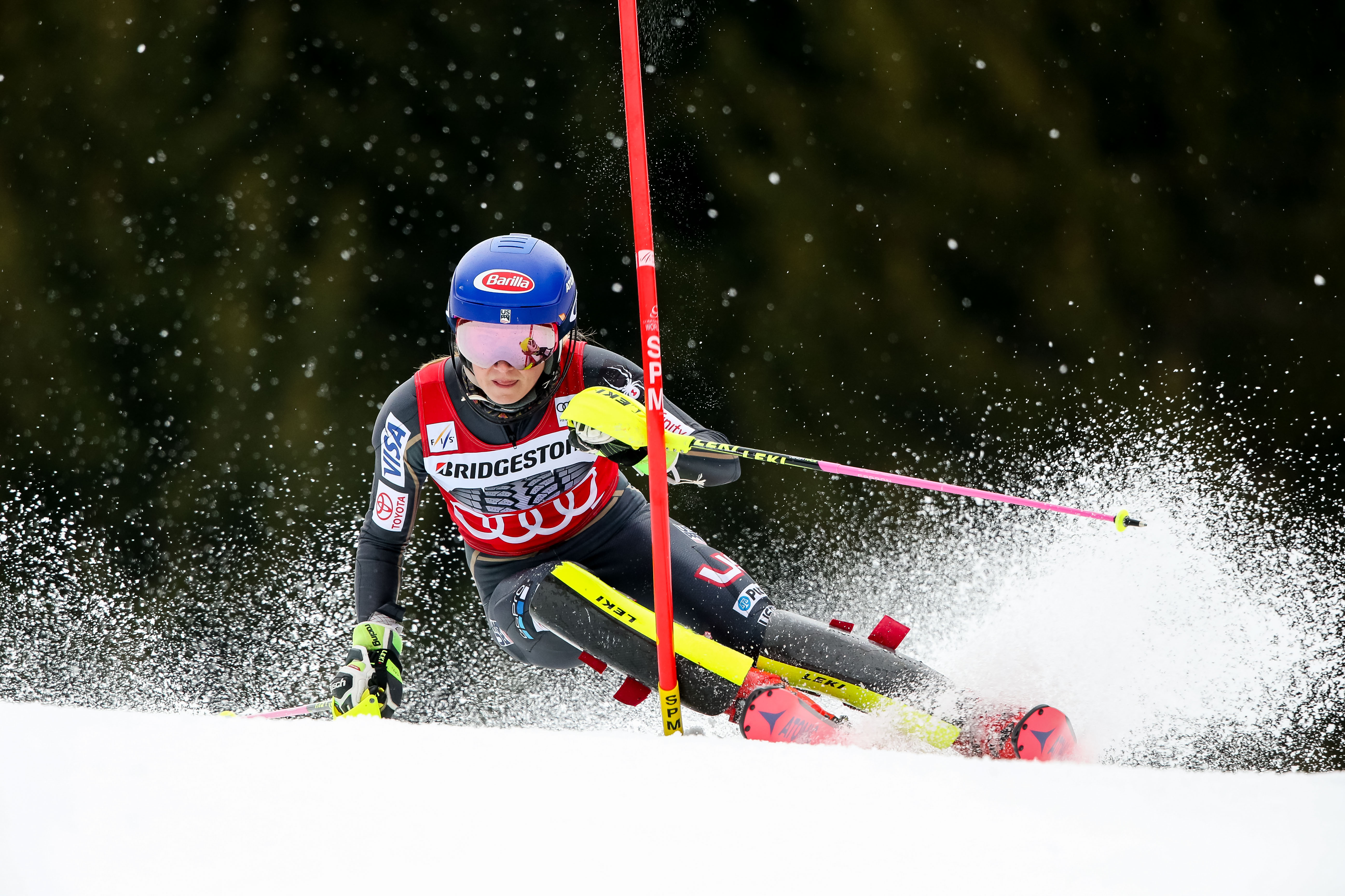 Mikaela Shiffrin won her 42nd World Cup race Saturday in Ofterschwang, Germany. (Getty Images/Agence Zoom - Christophe Pallot)