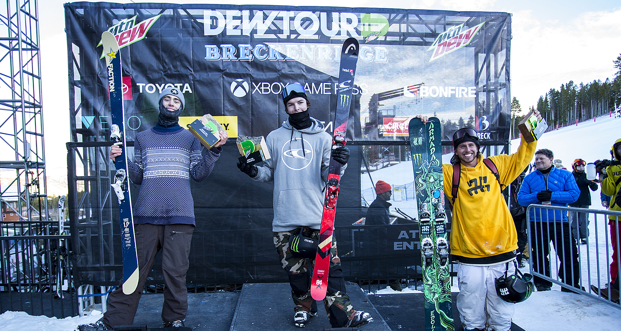Men's Freeski podium at Dew Tour. 