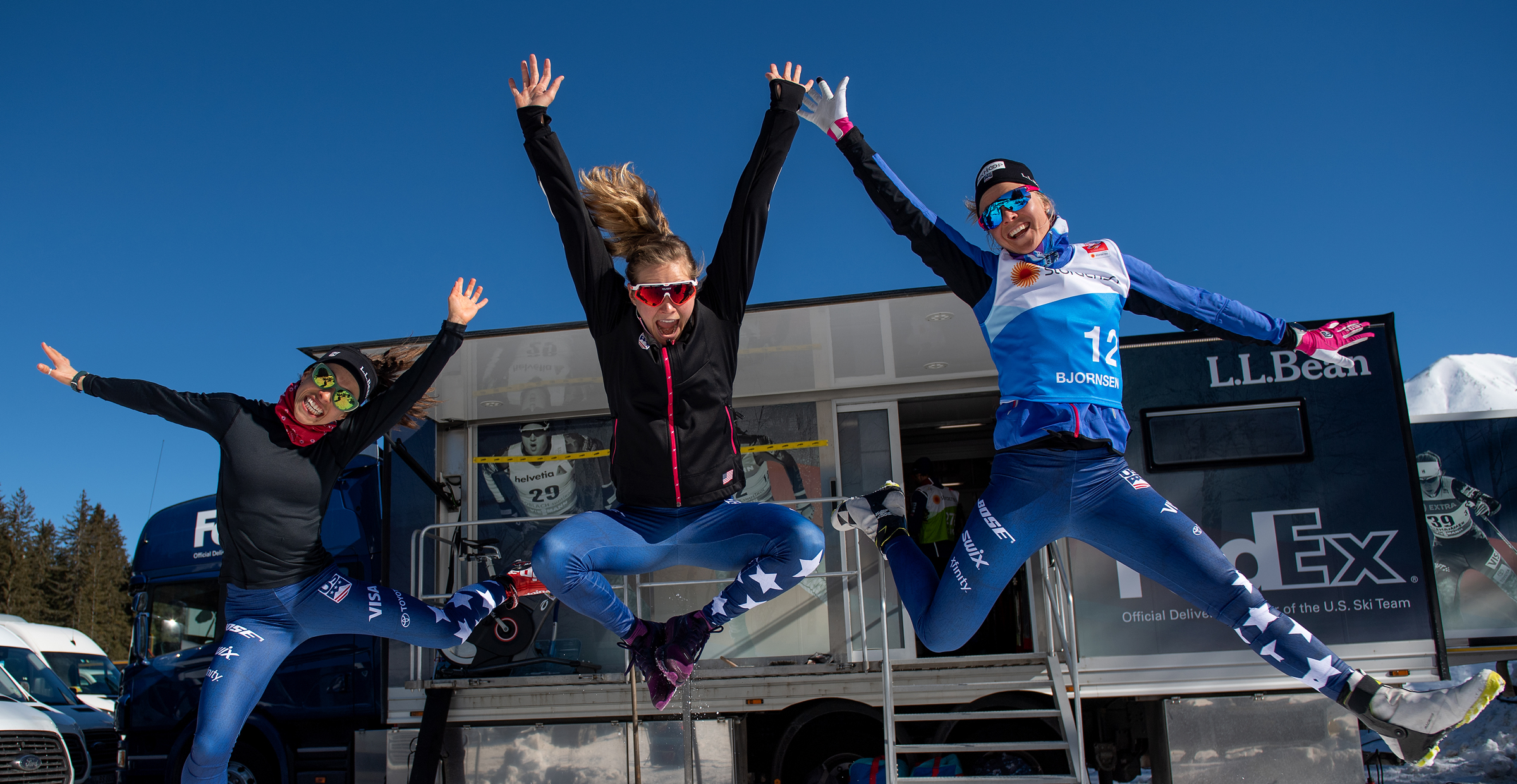 Rosie Frankowski, Jessica Diggins, and Sadie Bjornsen 