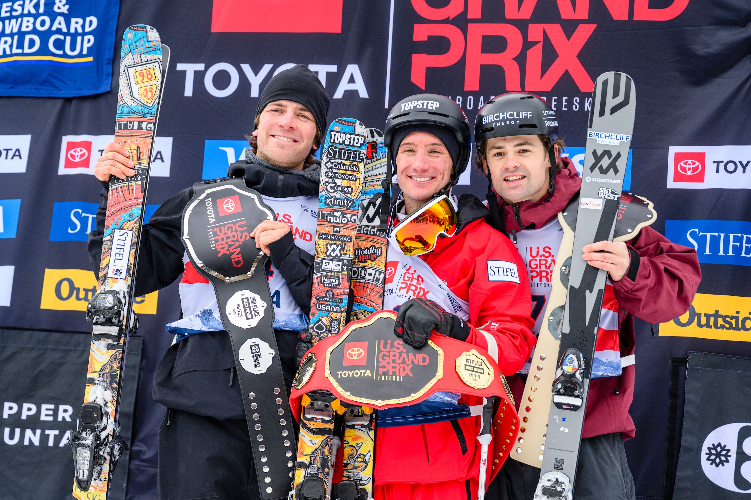 Alex Ferreira, Hunter Hess and Andrew Longino on the podium at the Toyota U.S. Grand Prix