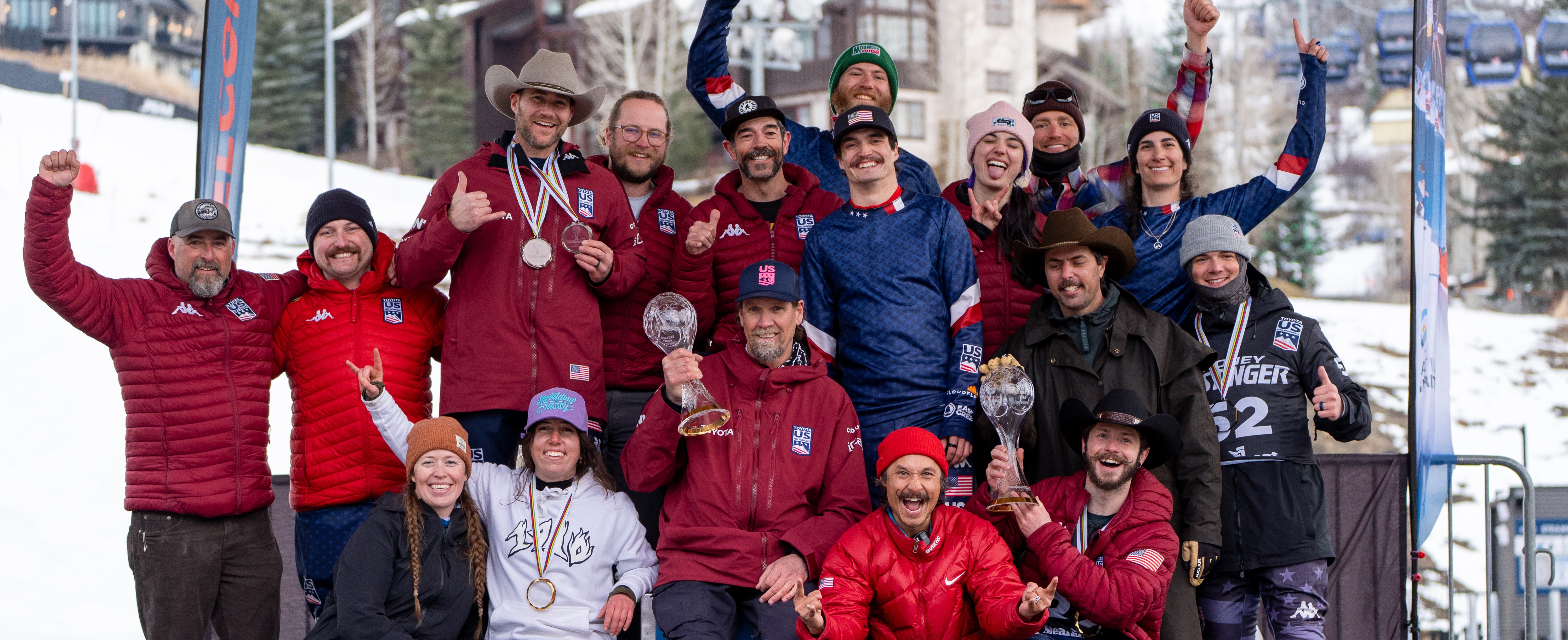 para snowboard team on the podium in steamboat