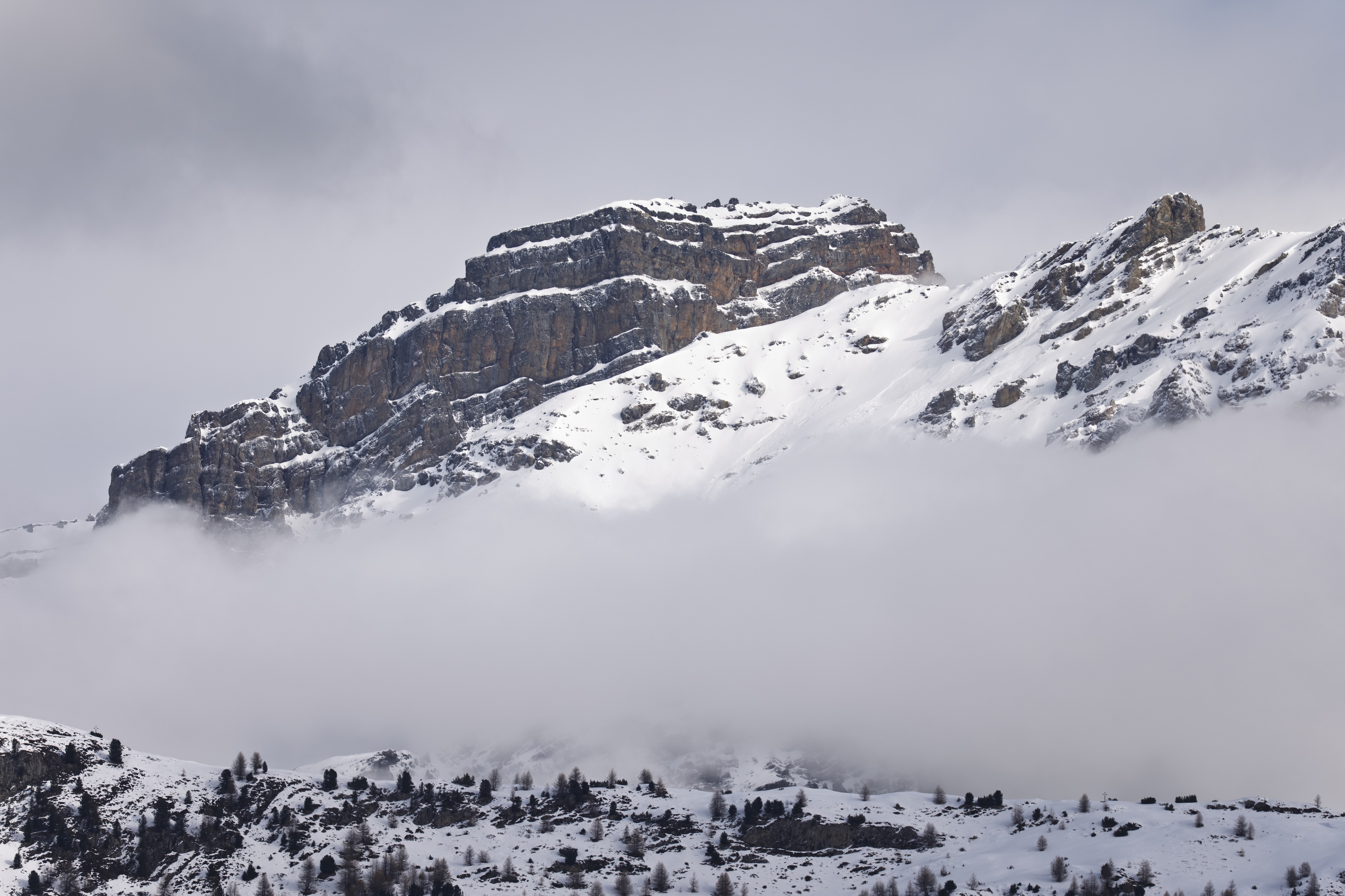 mountain scape with clouds rolling in