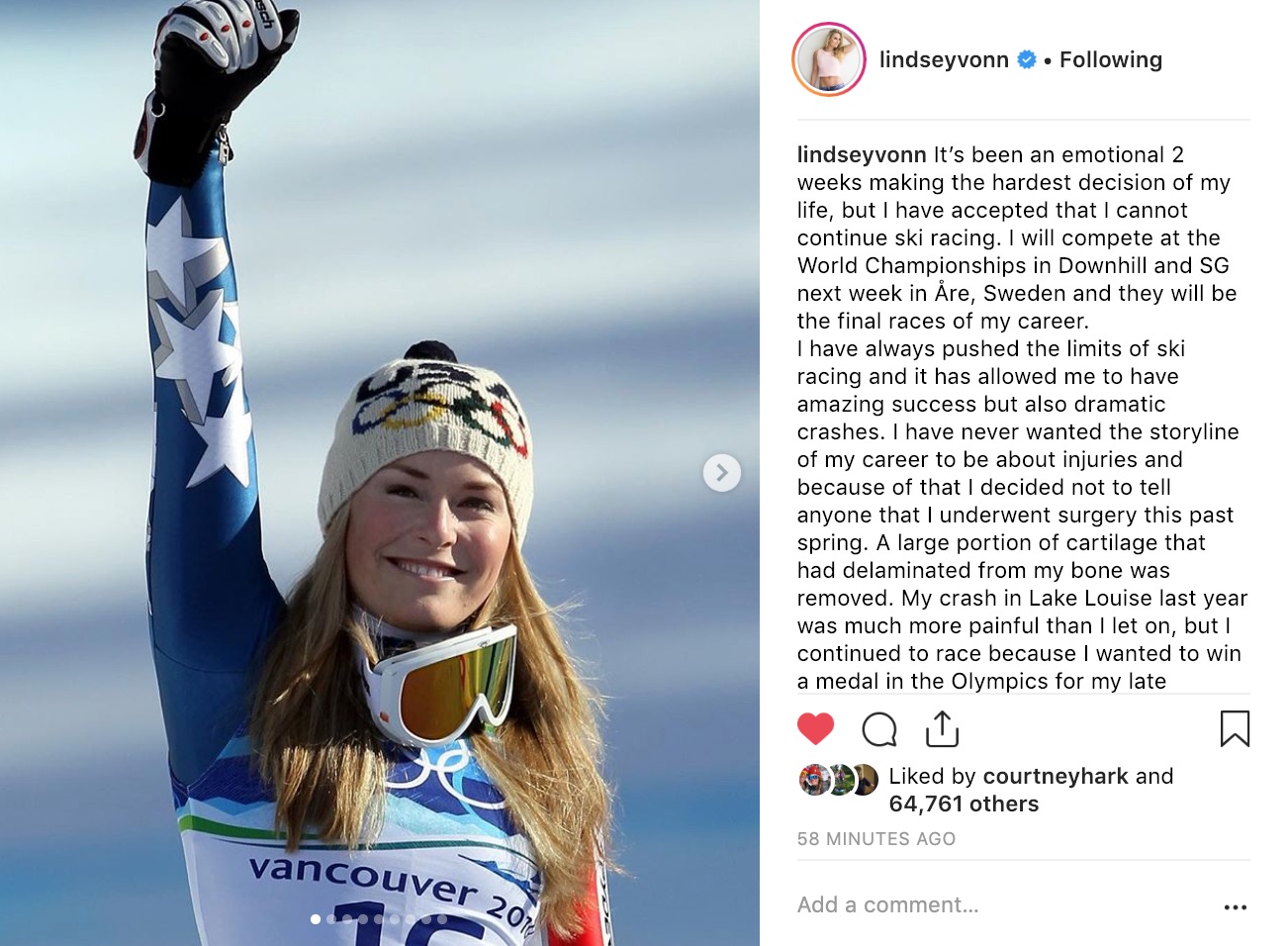 Lindsey Vonn Announces Retirement