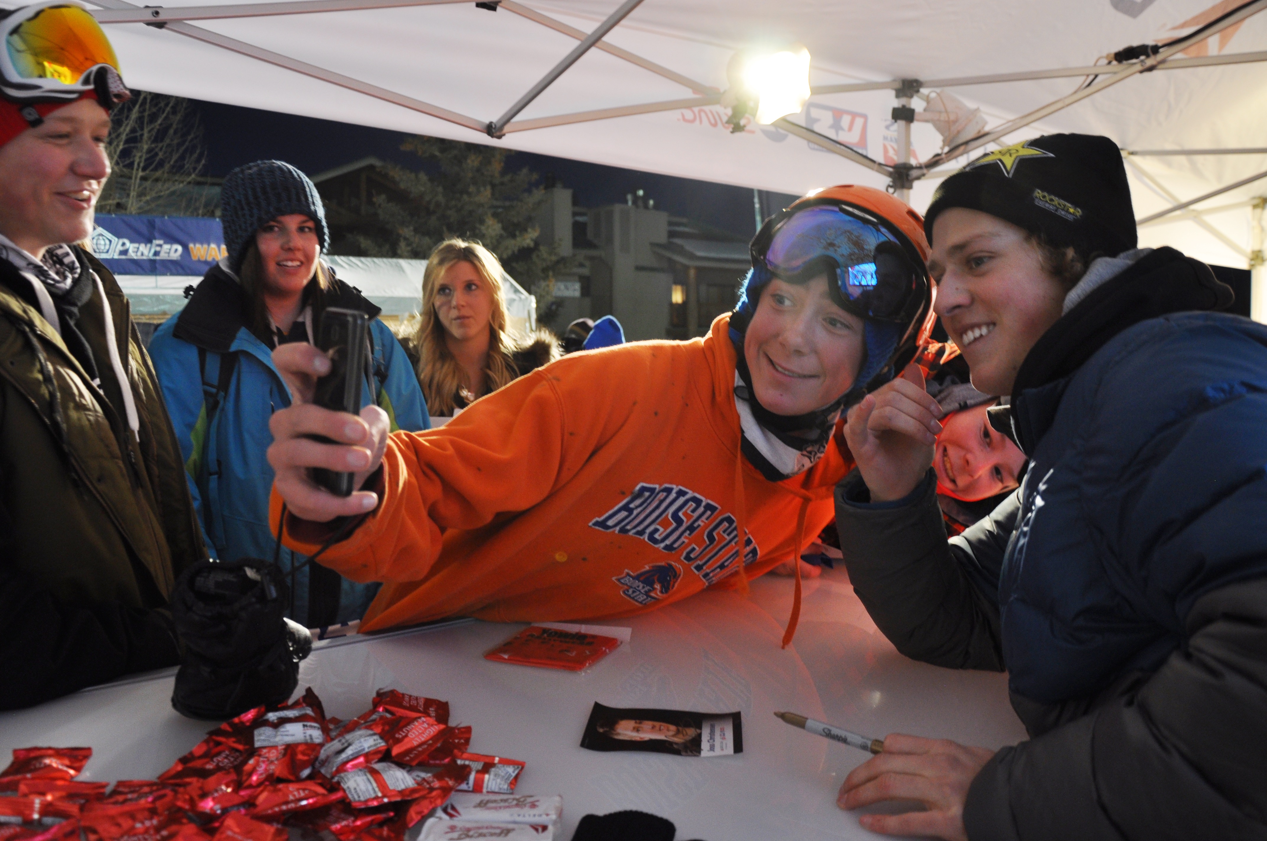 Joss Christensen signing autographs in Park City, Utah.