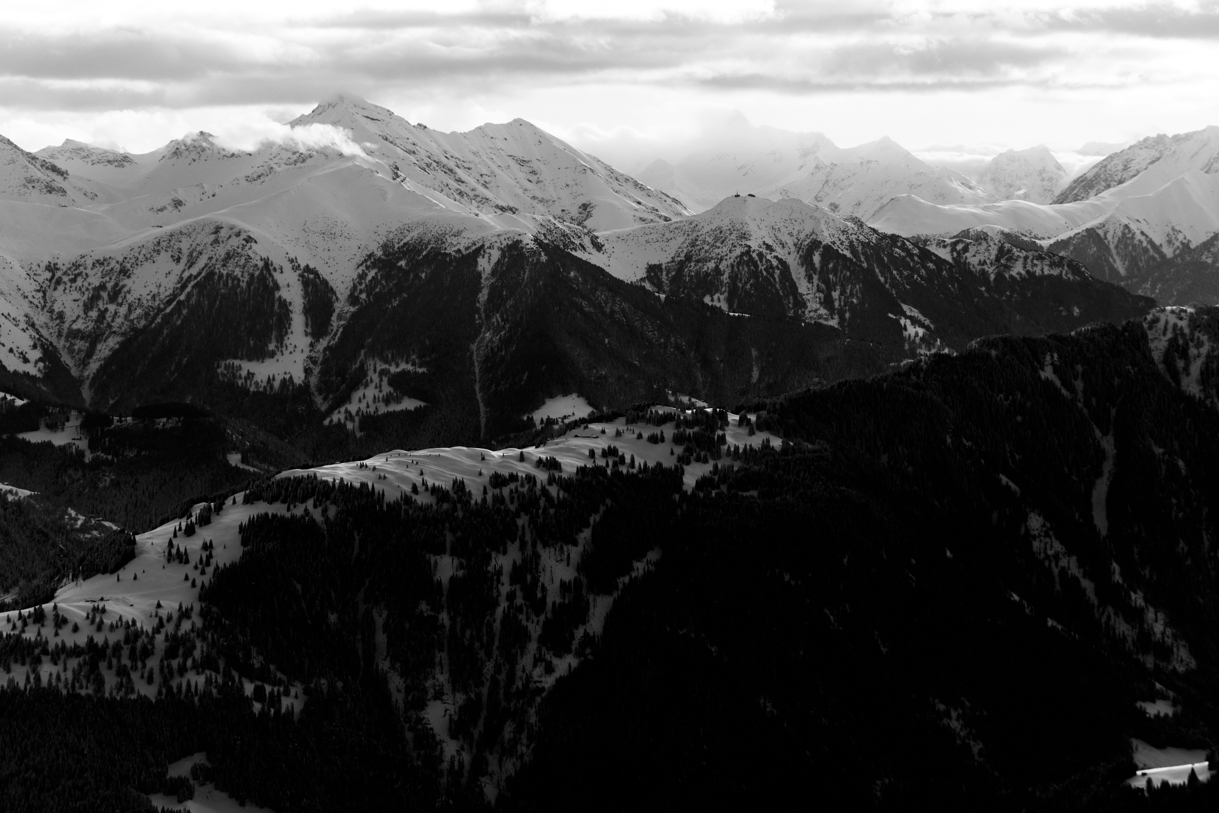 Image of the mountains with clouds