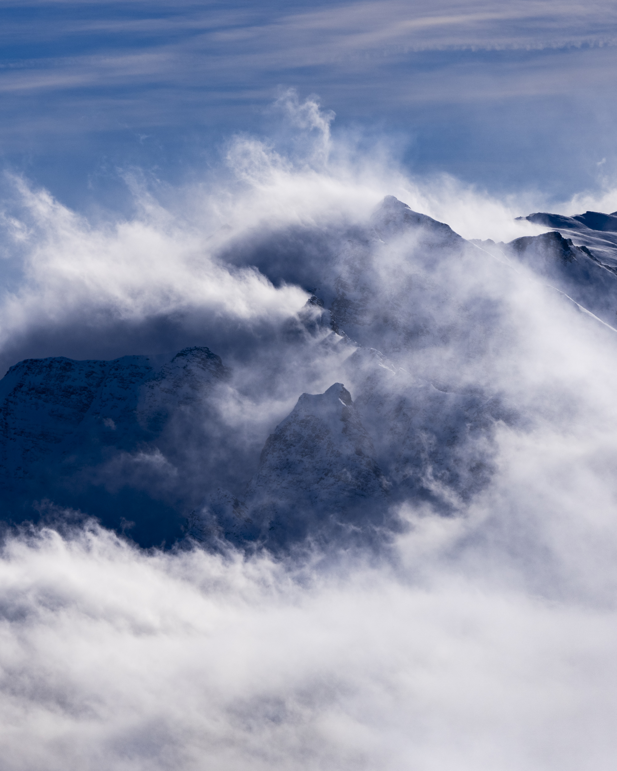 Image of the mountains covered in clouds