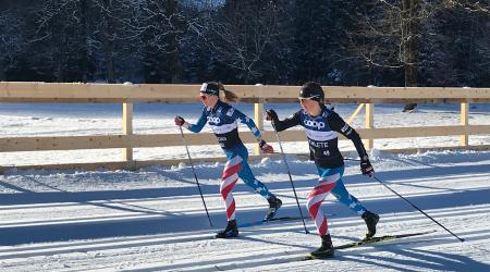 Jessie Diggins and Caitlin Paterson previewed portions of the skiathlon course in Oberstdorf, Germany, Wednesday ahead of this weekend's FIS Cross Country World Cup (U.S. Ski & Snowboard - Tom Horrocks)