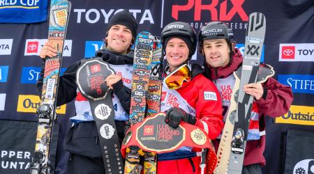 Alex Ferreira, Hunter Hess and Andrew Longino on the podium at the Toyota U.S. Grand Prix
