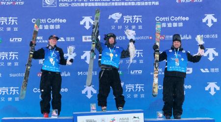 Hunter Hess on the podium with NZ's Finley Melville-Ives and Luke Harrold