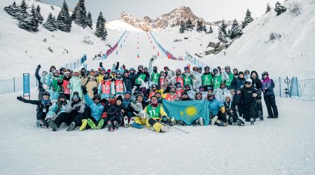 Athletes celebrate at the conclusion of the 2025 Junior World Championships in Almaty, Kazakhstan.