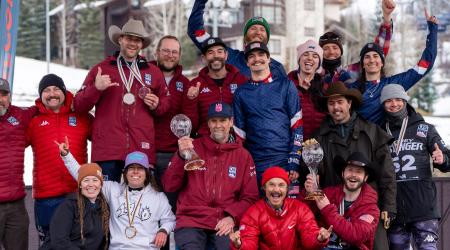 para snowboard team on the podium in steamboat