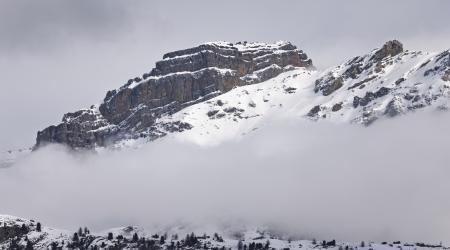 mountain scape with clouds rolling in