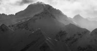 black and white mountain photo