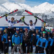 River Radamus and Luke Winters Celebrate the Podium with their Team