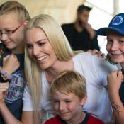 Lindsey poses with fans