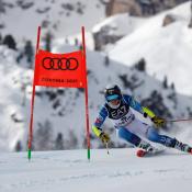 Paula Moltzan competes in Tuesday's parallel at World Championships