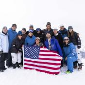 The Stifel U.S. Freeski Team celebrating at 2025 World Champs